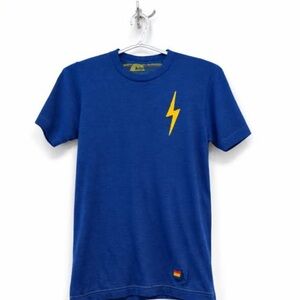 Aviator Nation Blue Tee with Yellow Lightning Bolt